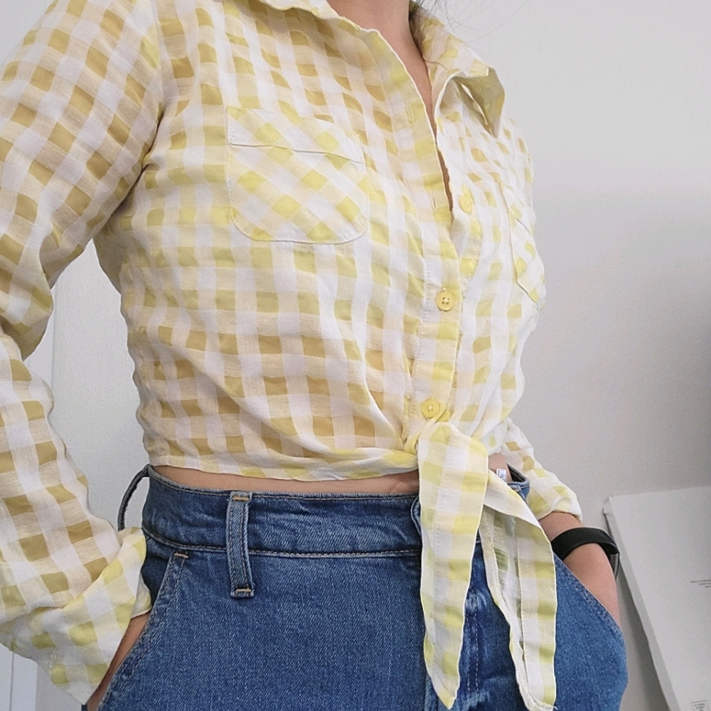 Yellow gingham crop top